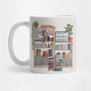 Watercolor bookshelf I have no shelf control Mug